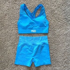 Victoria's Secret PINK Seamless Lightly Lined Sport Bra Bike Shorts Medium Large